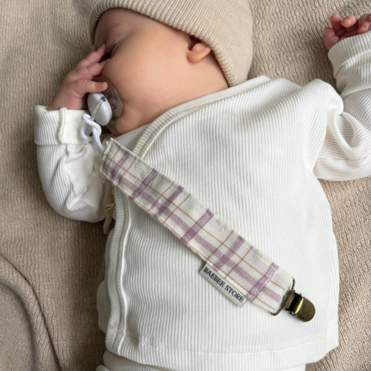 Speenkoord geruit lila baby newborn