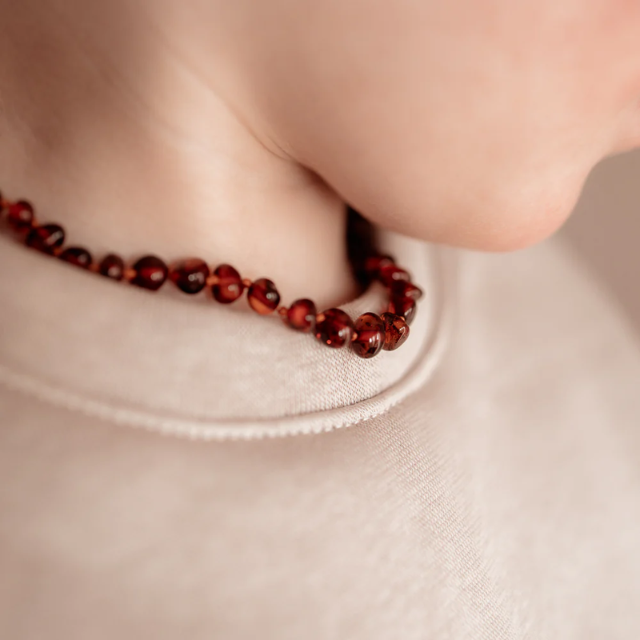 Barnsteen ketting kind cognac 