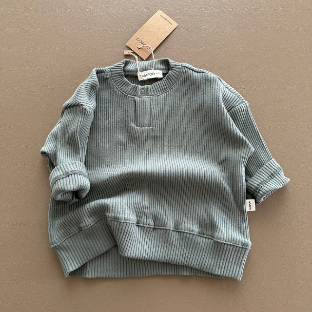 Guapoo rib longsleeve thyme voorbeeld