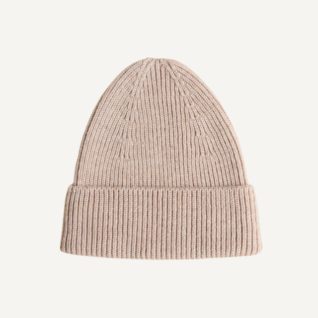 Hvid beanie fonzie kids sand 
