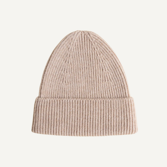 Hvid beanie fonzie kids sand 
