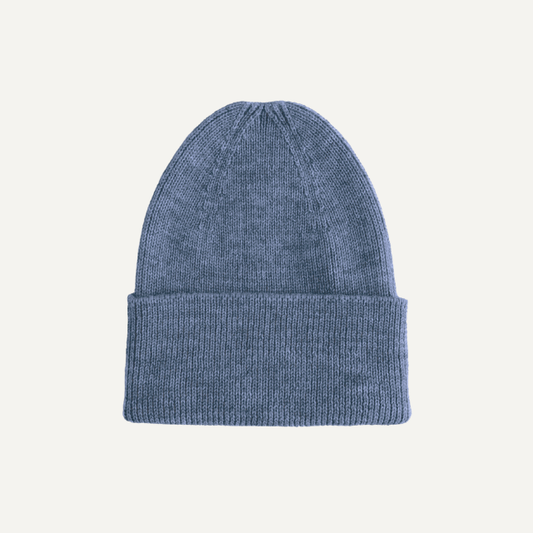 Hvid beanie fonzie newborn denim