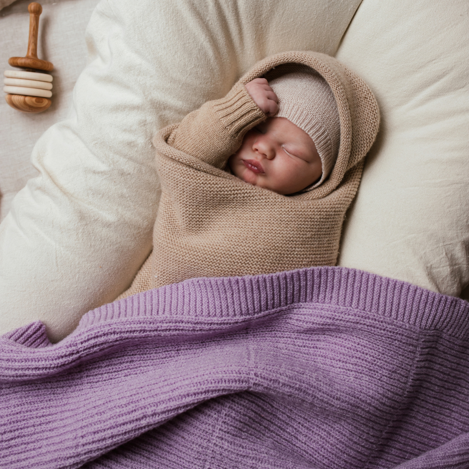 Hvid gaston deken lavendel 100x140 cm baby's