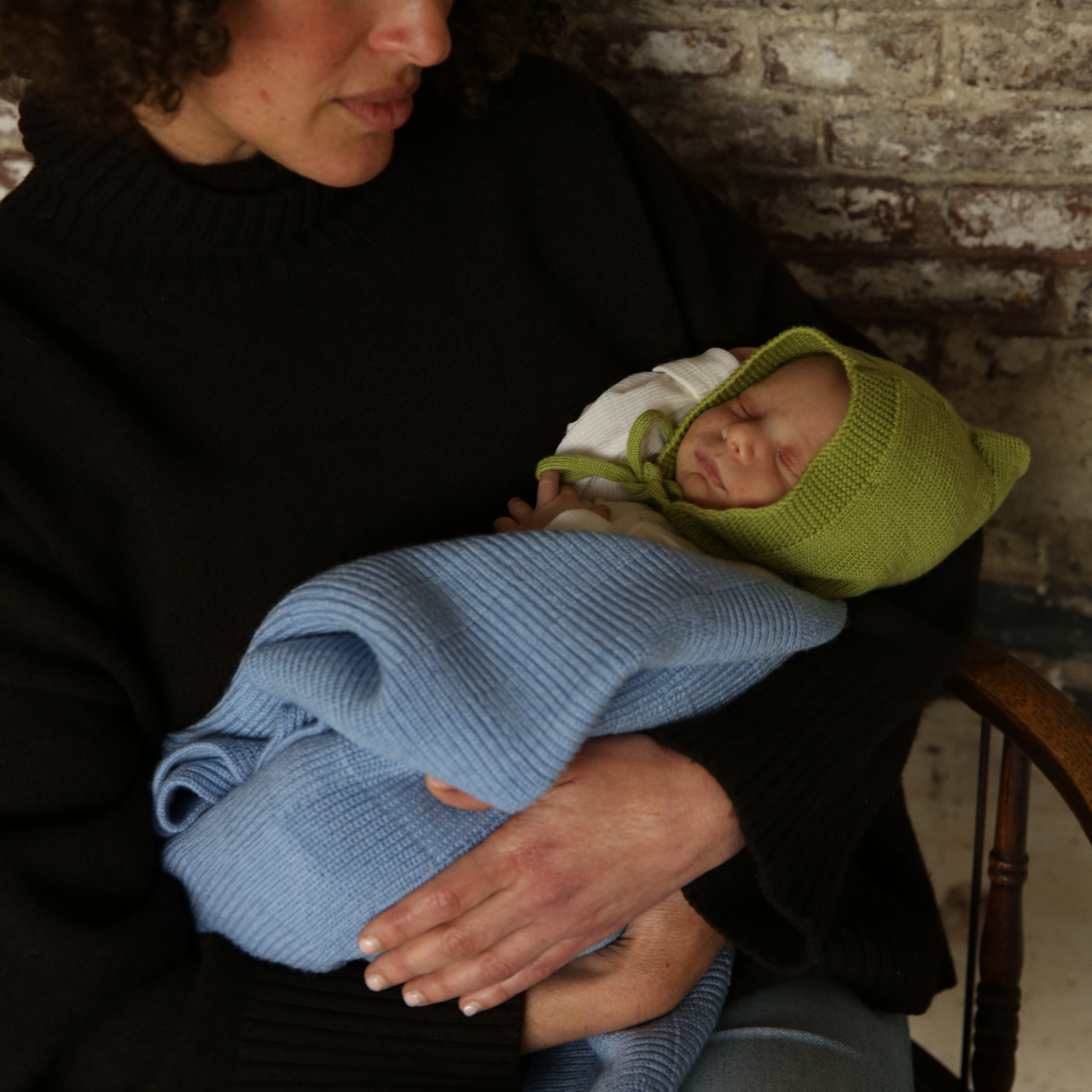 Hvid ivy deken light blue baby