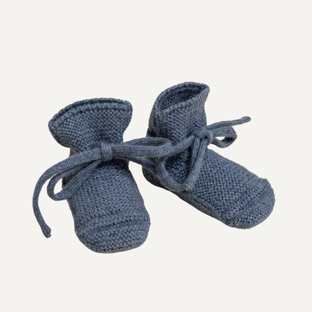 Hvid slofjes van merinowol denim