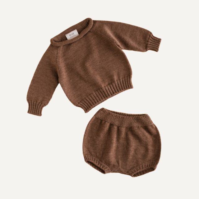 Hvid wollen trui georgette mocha set