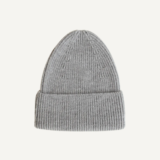 Hvid beanie fonzie kids grey melange
