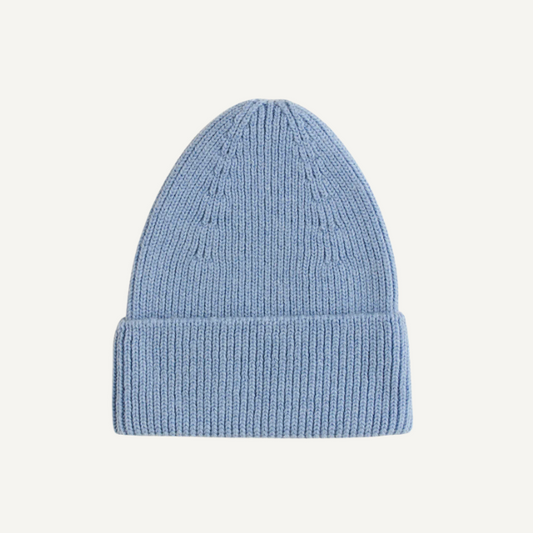 Hvid beanie fonzie kids light blue