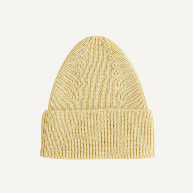 Hvid beanie fonzie kids light yellow