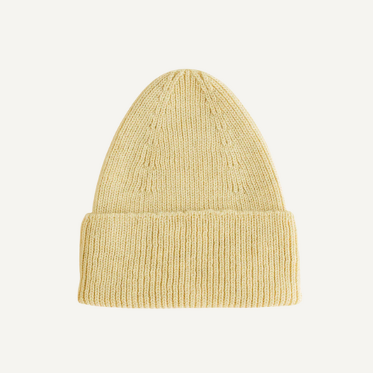 Hvid beanie fonzie kids light yellow