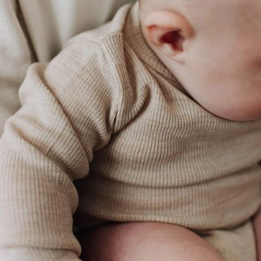 Kico label baby romper met lange mouw beige wol