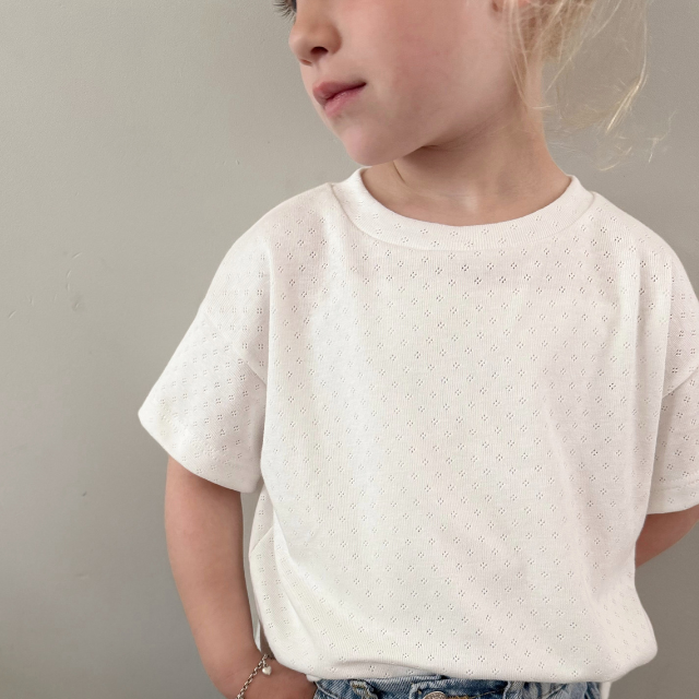 pointelle offwhite t shirt kids baby