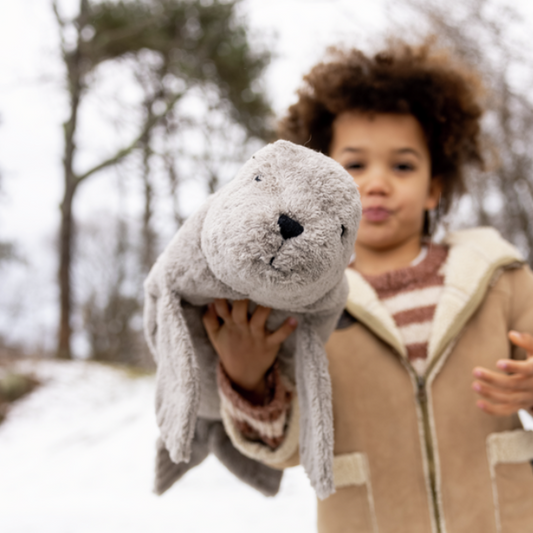 Senger warmte knuffel zeehond klein grijs met kindje
