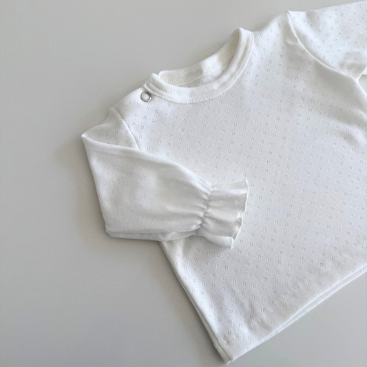 Two thirteen pointelle shirt baby wit