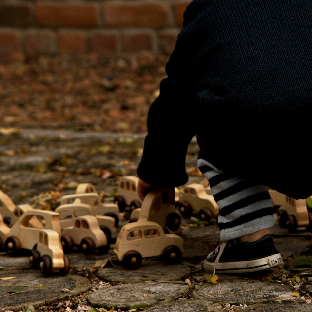 Wooden story houten off road speelgoed auto