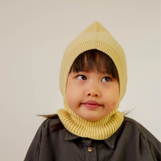 balaclava muts hvid wol geel