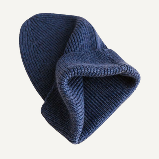 muts beanie fonzie blue hvid merinowol kids wol