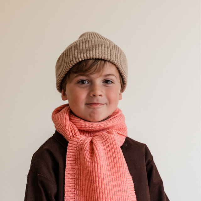 wol merinowol sand kids muts beanie fonzie