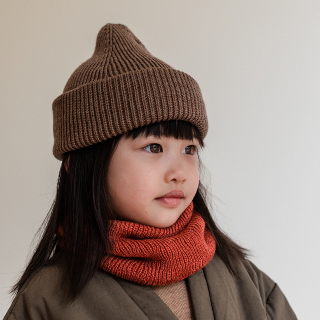 muts kids wol mocha beanie fonzie hvid 