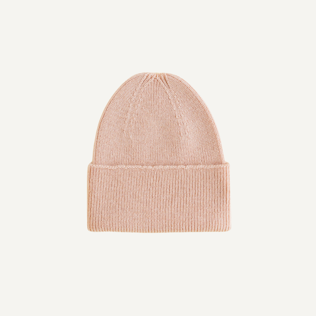 beanie fonzie newborn apricot hvid wol