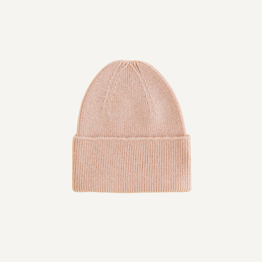 beanie fonzie newborn apricot hvid wol