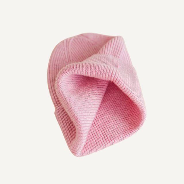 beanie merinowol newborn wol hvid roze cotton candy
