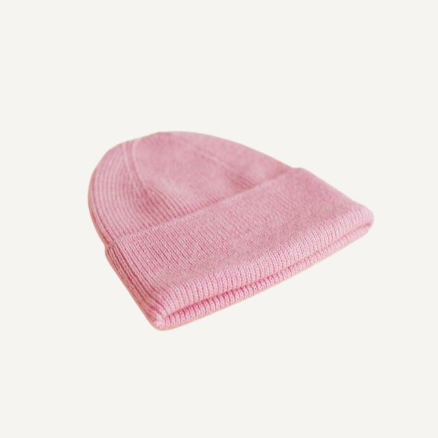 beanie muts newborn roze cotton candy merinowol hvid 