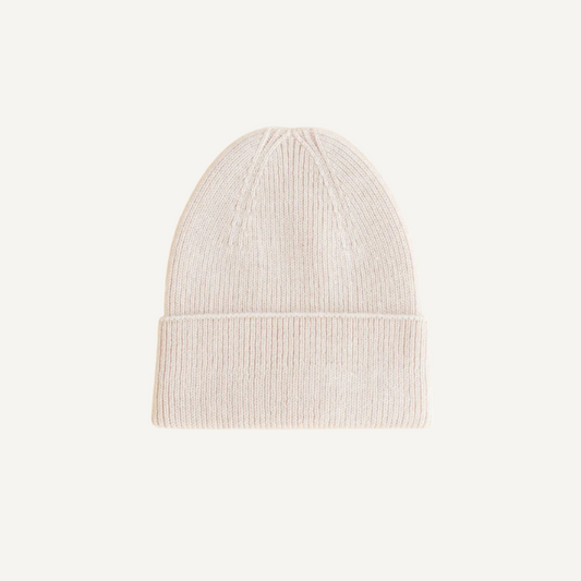 beanie fonzie newborn baby cream hvid merinowol wol 