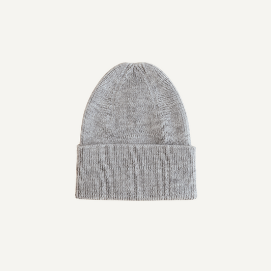beanie fonzie newborn baby hvid grey melange