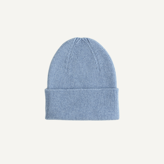 beanie fonzie newborn muts baby blauw hvid