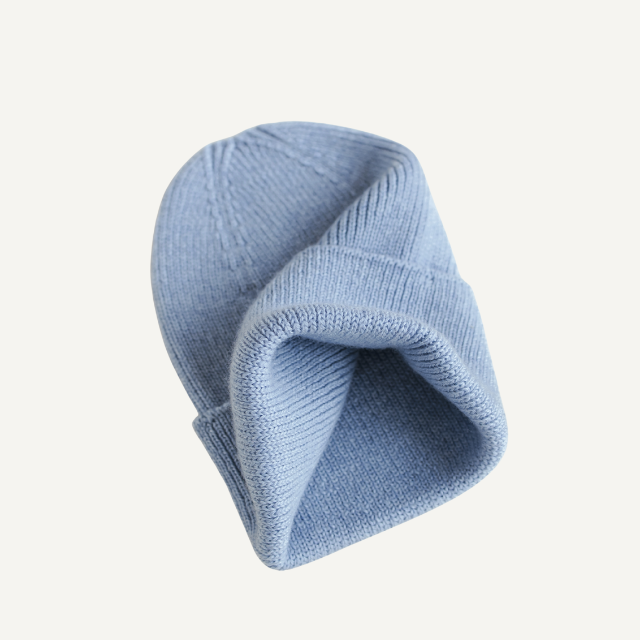 baby newborn muts beanie fonzie hvid light blue