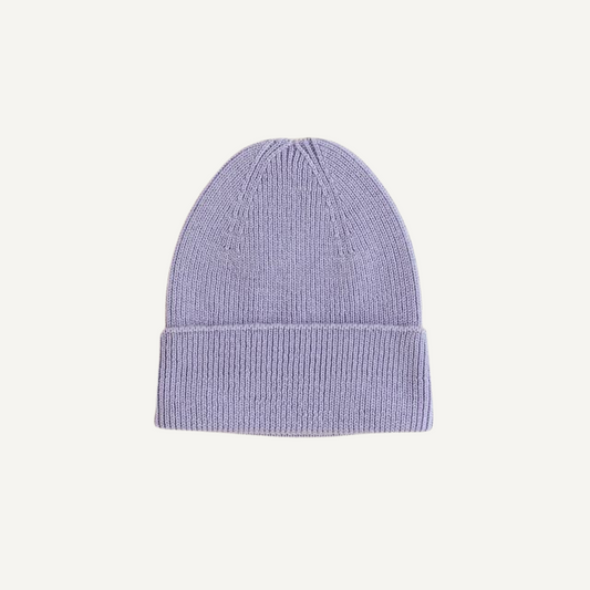 beanie fonzie newborn lila muts wol lilac