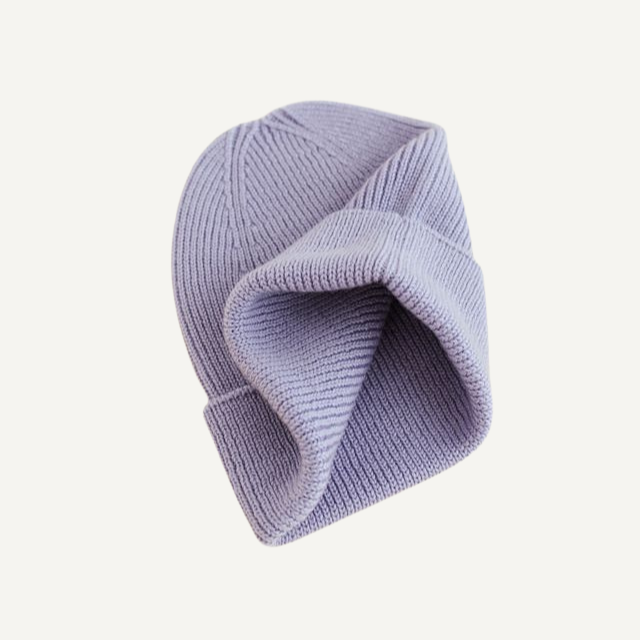 beanie fonzie muts lila lilac paars hvid merinowol baby newborn