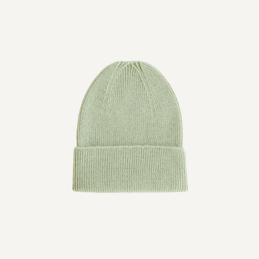 beanie fonzie newborn merinowol hvid mint