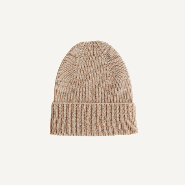 beanie fonzie newborn baby muts merinowol sand hvid