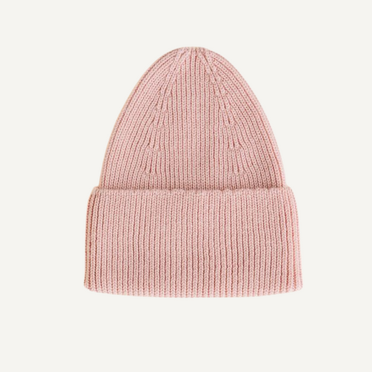 beanie fonzie kids wol muts licht roze powder