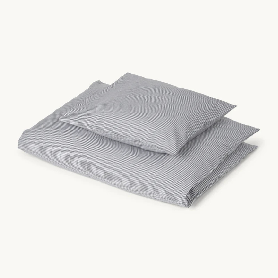 mini check bedding lubilu grey junior