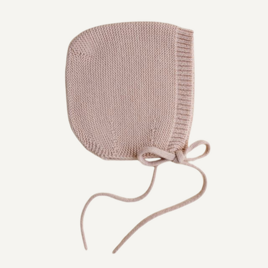 bonnet mutsje baby newborn hvid merinowol apricot