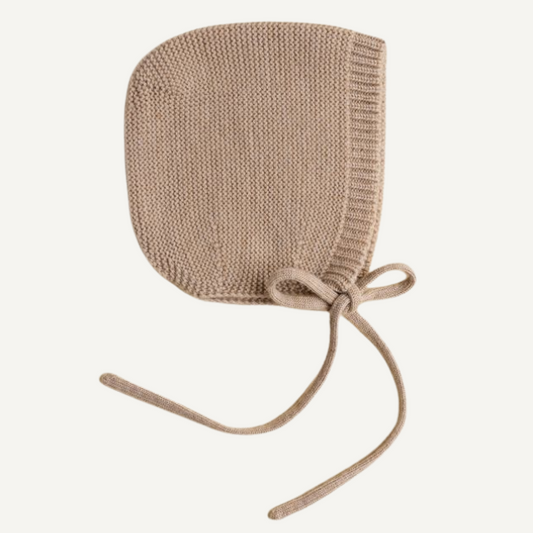 bonnet muts sand merinowol hvid baby