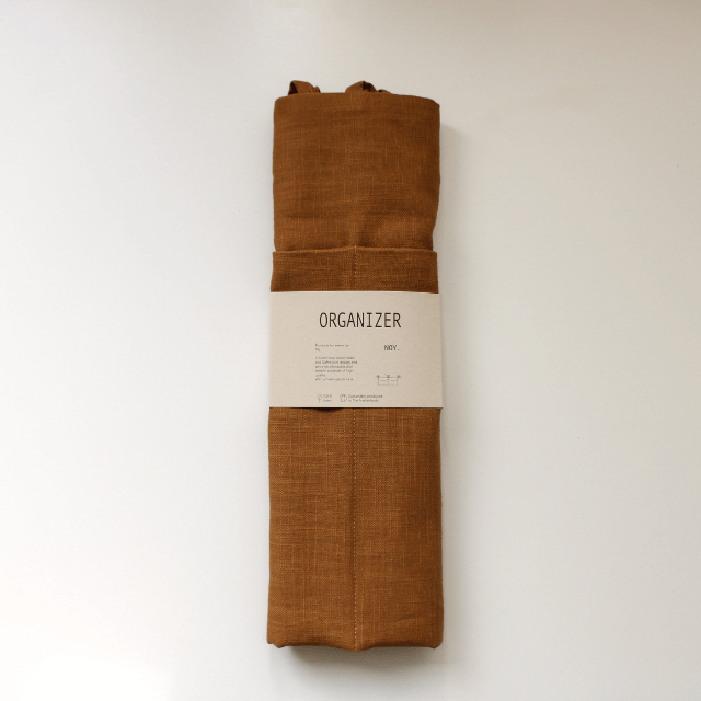 Linnen bruin bed- en boxorganizer 