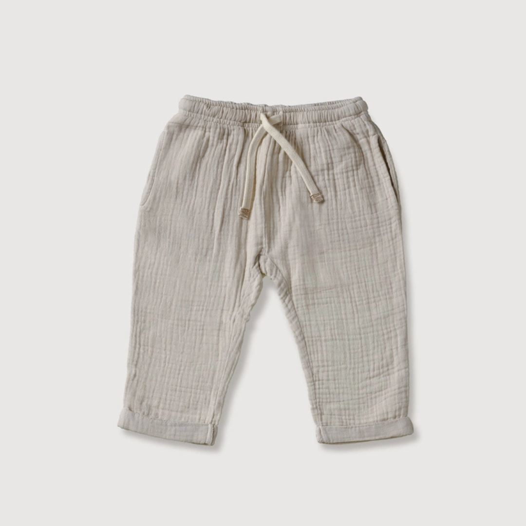 broek beige stone mousseline babykleding baby