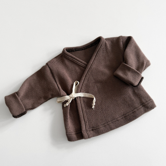 dark taupe newborn set overslagvestje