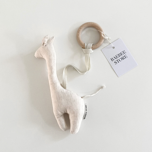 giraf linnen beige bijtring speenkoord