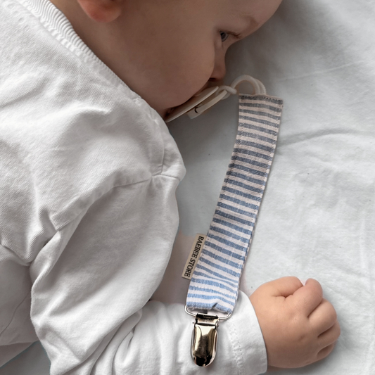 Speenkoord linnen lichtblauw witte streep