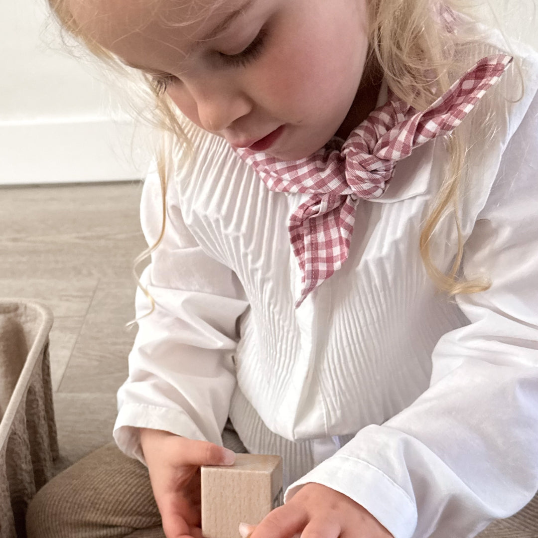 oud roze geruite sjaal kids