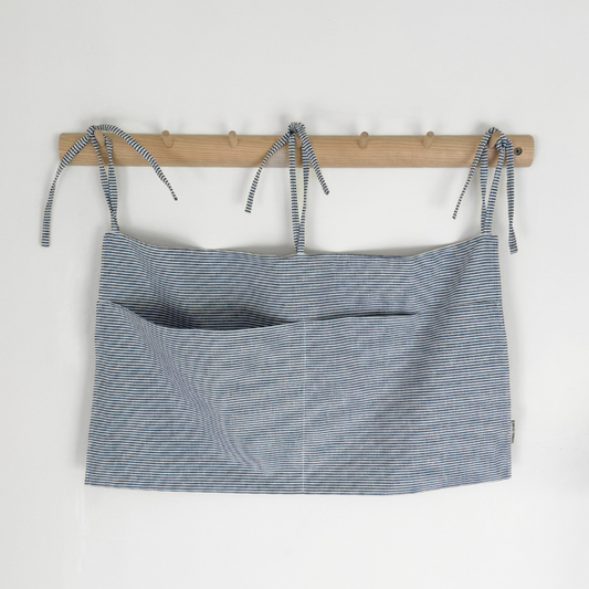 bed box organizer linnen blauw gestreept