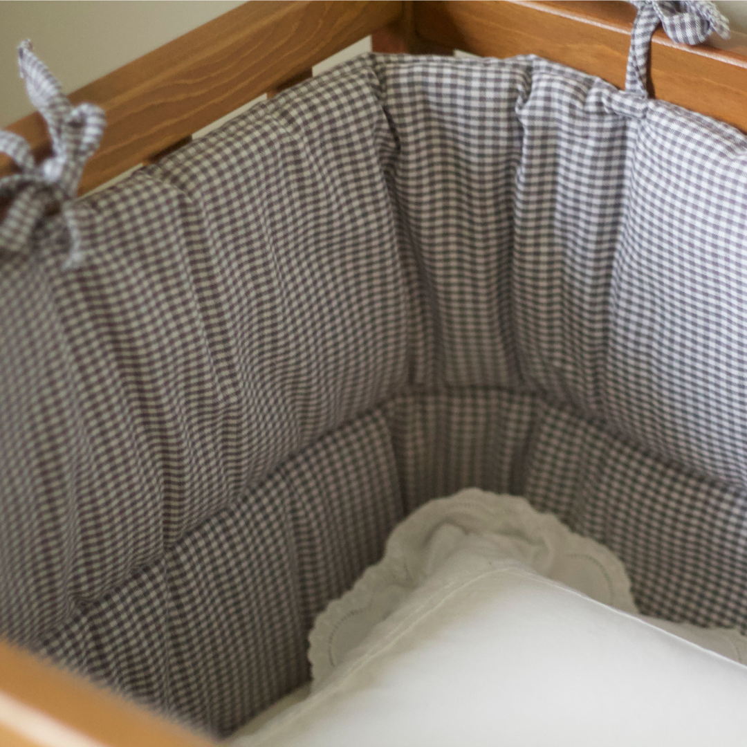 bedbumper geruit grijs mini check lubilu