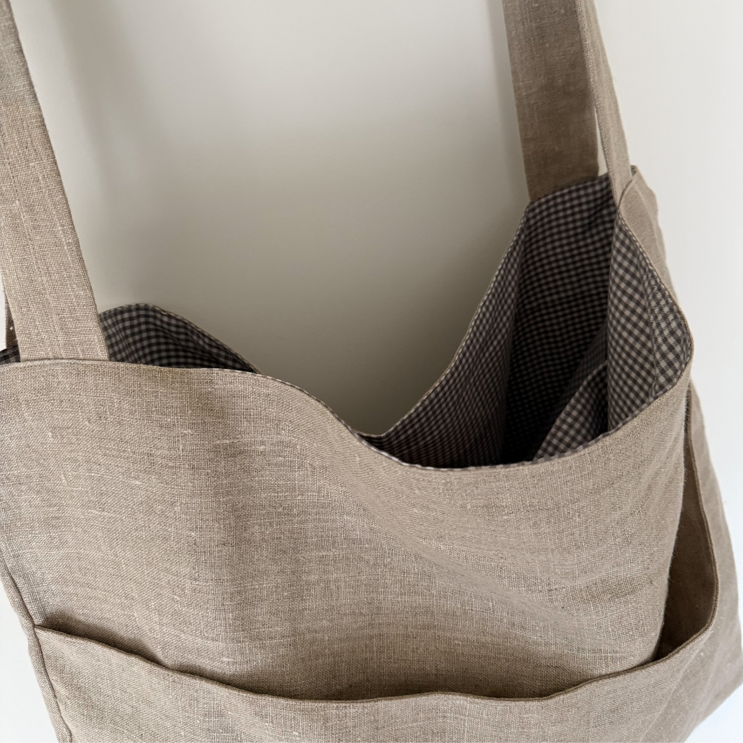 mombag vichy ruit linnen tas