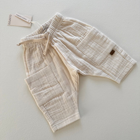 mousseline broek guapoo kids beige