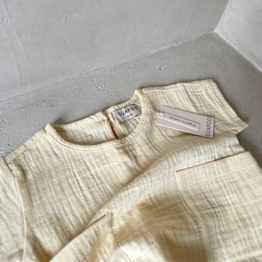 mousseline t shirt baby kids geel guapoo lente